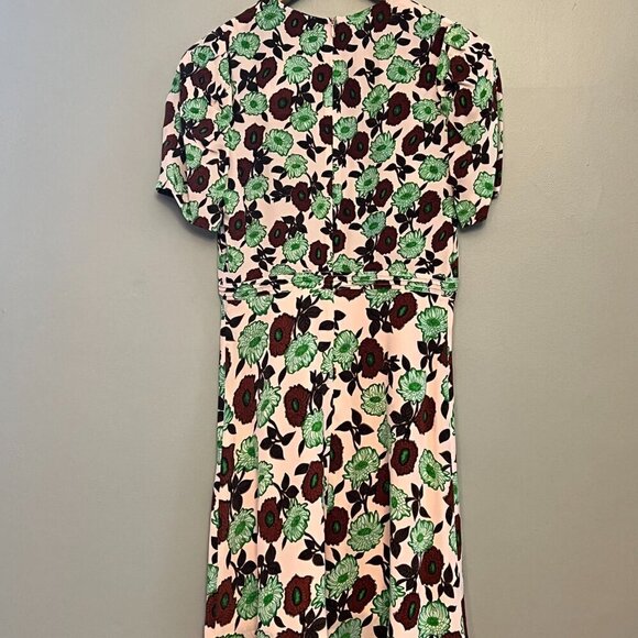 NWT Sandro Antropique Petale Floral Dress, Pink/Green/Brown, 100% Silk, Size 4/6 - Picture 10 of 11